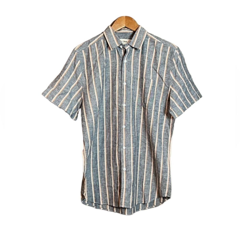 Line of trade cotton‎ & linen blend striped button shirt
